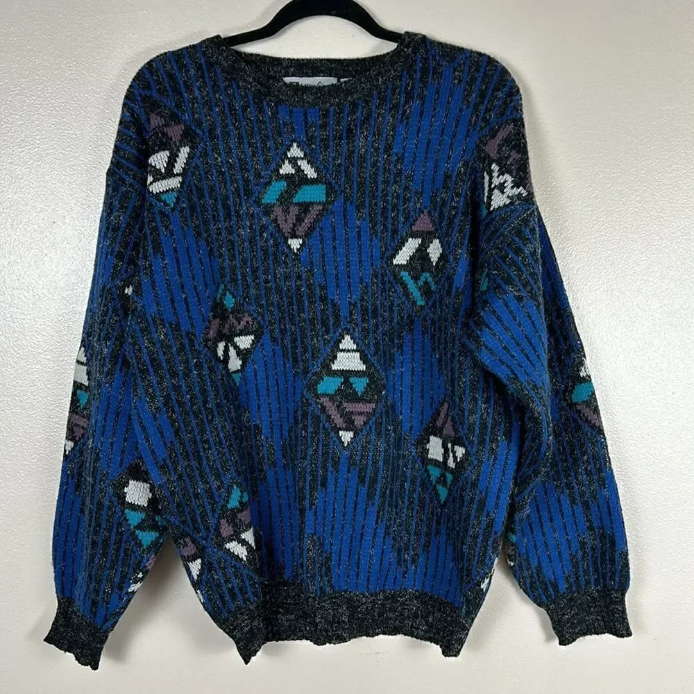Men’s beautiful vintage ZEPPELIN sweater Size large grandpa oversized 80’s - Picture 7 of 7